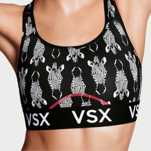 Victoria’s Secret VSX Zebra Print Racerback Sports Bra Size Medium - Picture 1 of 8